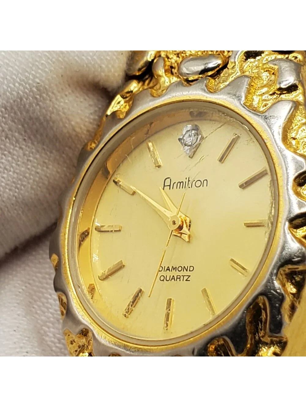 Armitron Gold Nugget Style Watch Women 24mm New Battery